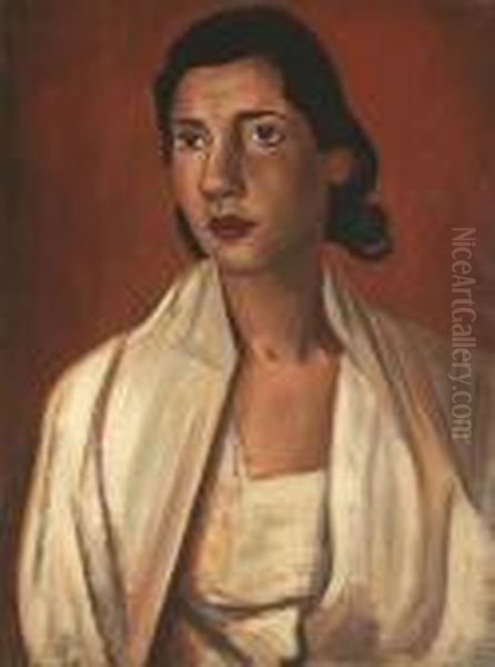 Portrait Of Mrs. Auden Oil Painting by Bernard Meninsky