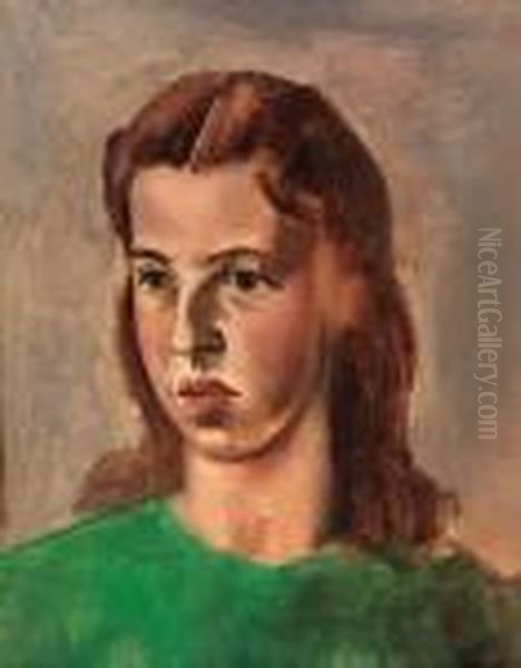 Girl In A Green Dress by Bernard Meninsky