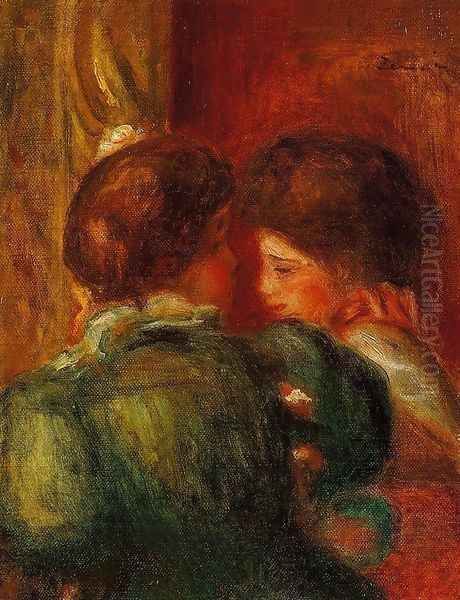 Two Womens Heads Aka The Loge Oil Painting by Pierre Auguste Renoir