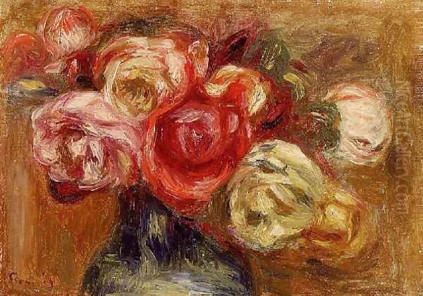 Vase Of Roses3 Oil Painting by Pierre Auguste Renoir