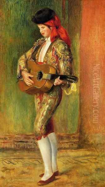 Young Guitarist Standing Oil Painting by Pierre Auguste Renoir