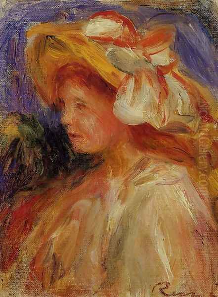 Profile Of A Young Woman In A Hat Oil Painting by Pierre Auguste Renoir