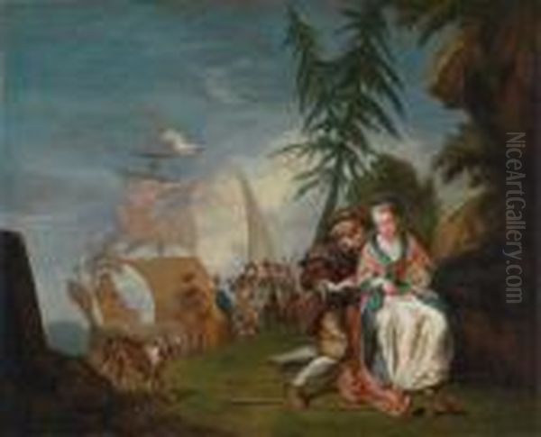 Eingalantes Paar Vor Der Einschiffung Nach Kythera Oil Painting by Philippe Mercier