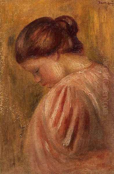 Portrait Of A Girl In Red Oil Painting by Pierre Auguste Renoir