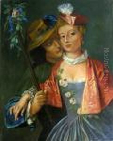 Amorous Couple Oil Painting by Philippe Mercier