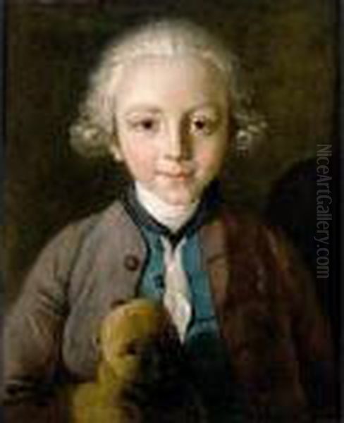 Portrait Of A Young Boy With A Dog Oil Painting by Philippe Mercier