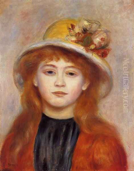 Woman Wearing A Hat Oil Painting by Pierre Auguste Renoir