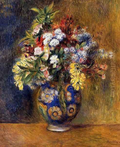 Flowers In A Vase Oil Painting by Pierre Auguste Renoir