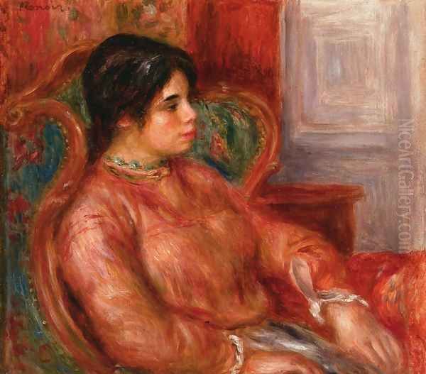 Woman With Green Chair Oil Painting by Pierre Auguste Renoir