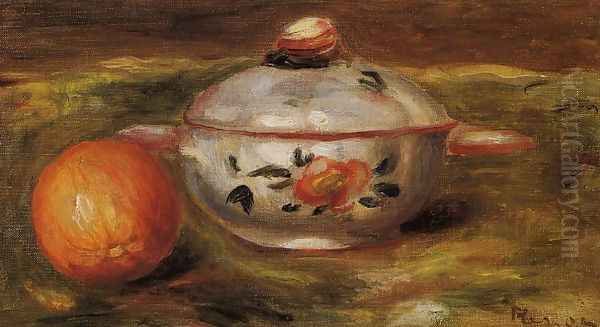 Still Life With Orange And Sugar Bowl Oil Painting by Pierre Auguste Renoir