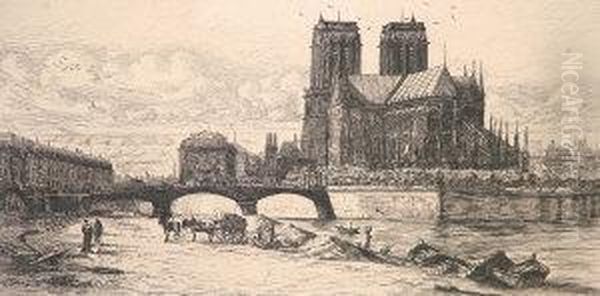 The Abside Of Notre Dameparis Oil Painting by Charles Meryon