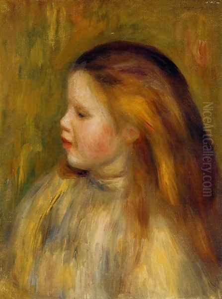 Head Of A Little Girl In Profile Oil Painting by Pierre Auguste Renoir