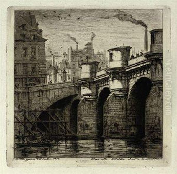 Le Pont Neuf Oil Painting by Charles Meryon