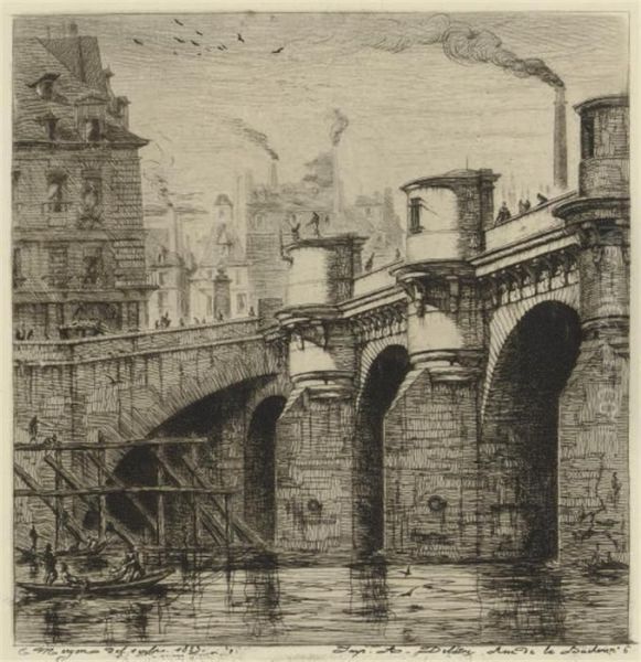 Le Pont Neuf, Paris (delteil-wright 33) Oil Painting by Charles Meryon