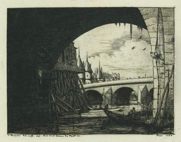 L'arche Du Pont Notre-dame. 1853. Oil Painting by Charles Meryon