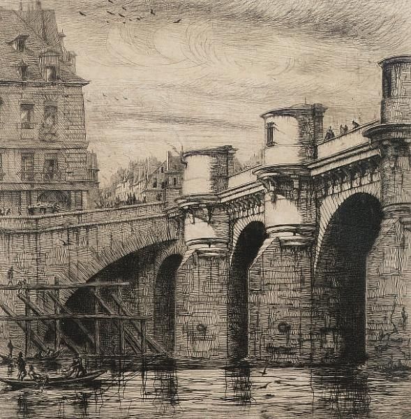 Le Pont Neuf (deltiel 33) Oil Painting by Charles Meryon