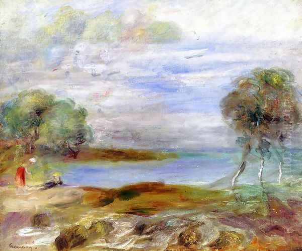 Two Figures By The Water Oil Painting by Pierre Auguste Renoir