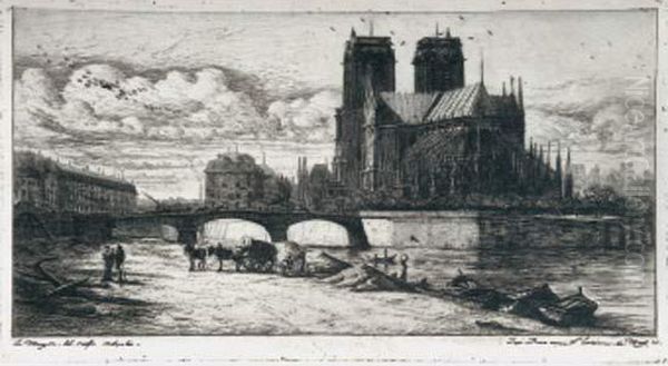 L'abside De Notre-dame De Paris, 1854. Oil Painting by Charles Meryon