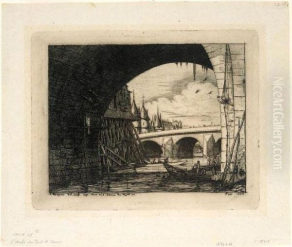 L'arche Du Pont Notre-dame, Paris (s.28) Oil Painting by Charles Meryon