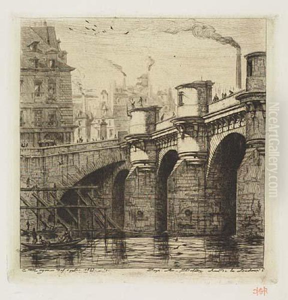 Le Pont-neuf Oil Painting by Charles Meryon