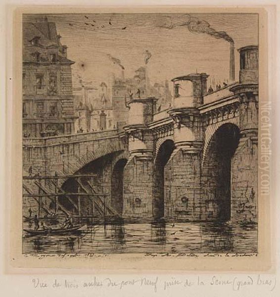 Le Pont Neuf Oil Painting by Charles Meryon