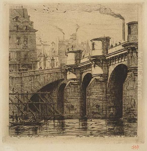 Le Pont-neuf Oil Painting by Charles Meryon