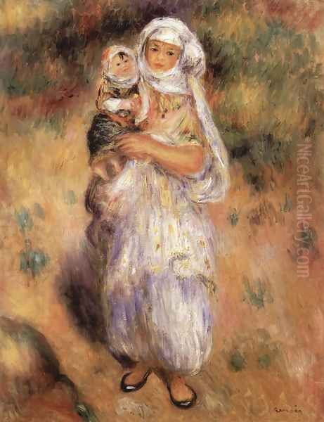 Algerian woman with a child Oil Painting by Pierre Auguste Renoir