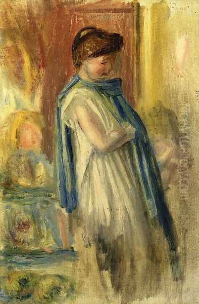 Young Woman Standing Oil Painting by Pierre Auguste Renoir