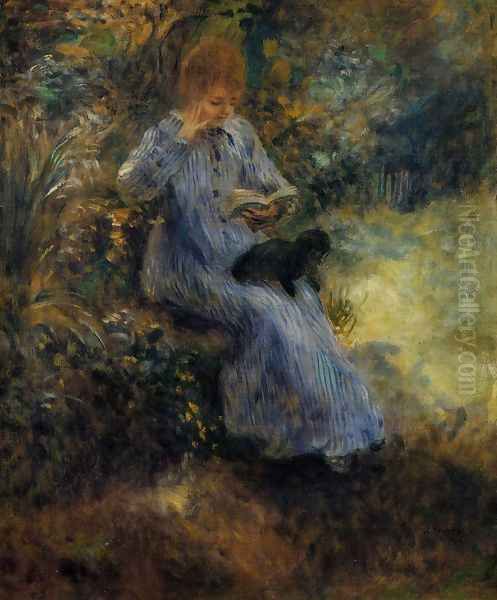 Woman With A Black Dog Oil Painting by Pierre Auguste Renoir