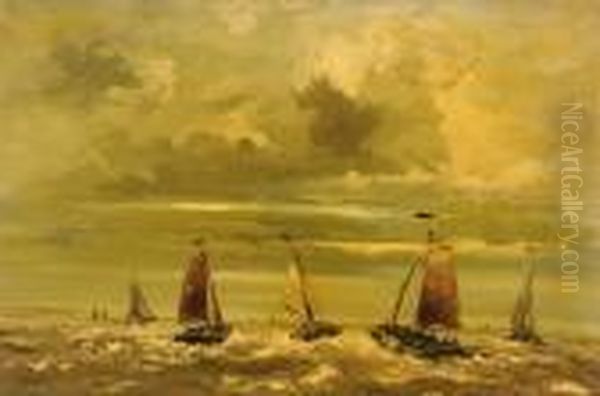 Barche In Navigazione Oil Painting by Hendrik Willem Mesdag