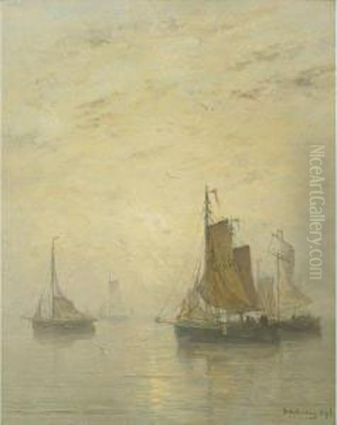 Misty Weather Oil Painting by Hendrik Willem Mesdag