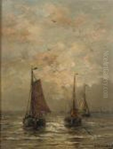 Boating At Dusk, Scheveningen Oil Painting by Hendrik Willem Mesdag