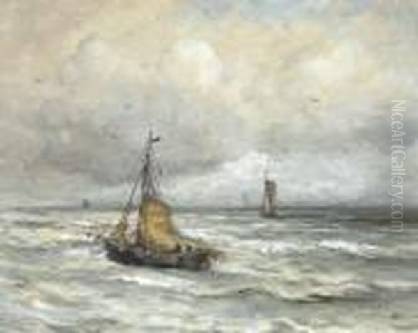 Off The Coast Oil Painting by Hendrik Willem Mesdag