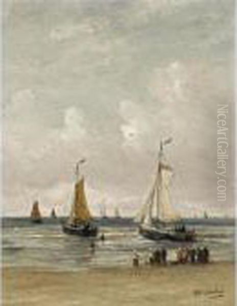 Watching The Fishing Fleet Sail Out Oil Painting by Hendrik Willem Mesdag