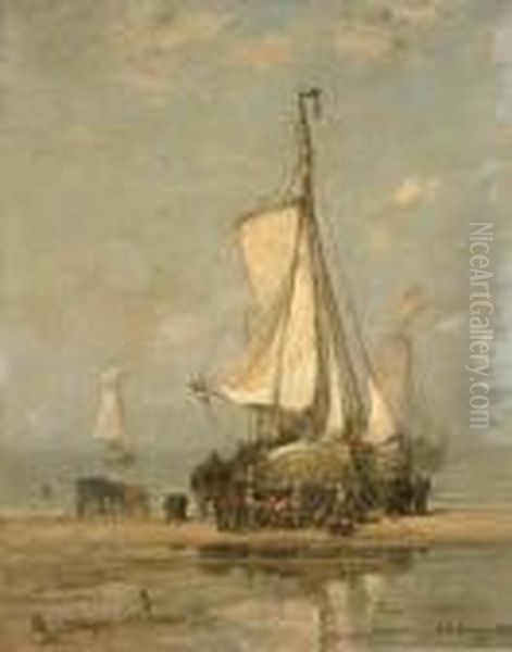 Sorting The Day's Catch Oil Painting by Hendrik Willem Mesdag