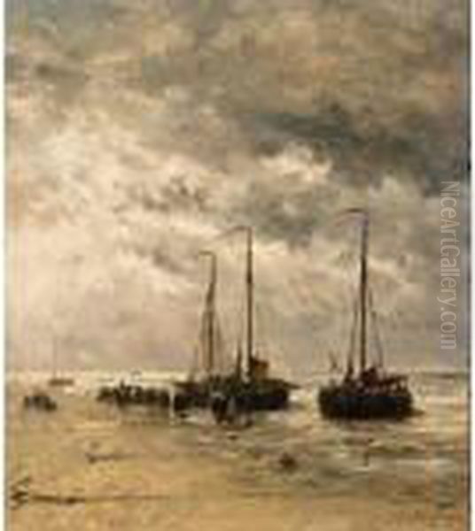 Bomschuiten Oil Painting by Hendrik Willem Mesdag