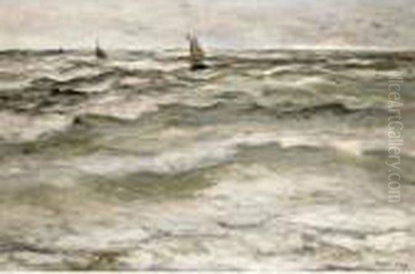 Boat Oil Painting by Hendrik Willem Mesdag