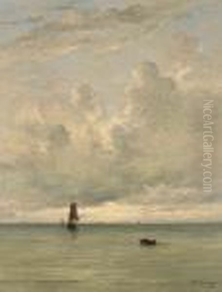 Boat Oil Painting by Hendrik Willem Mesdag