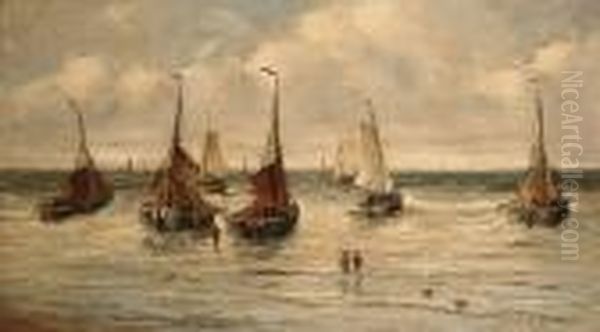 Fishing Boats Coming In Oil Painting by Hendrik Willem Mesdag