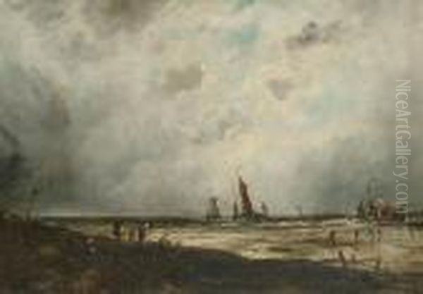 End Of The Days Fishing Oil Painting by Hendrik Willem Mesdag