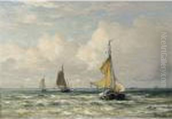 The Return Of The Fishing Fleet, Scheveningen Oil Painting by Hendrik Willem Mesdag