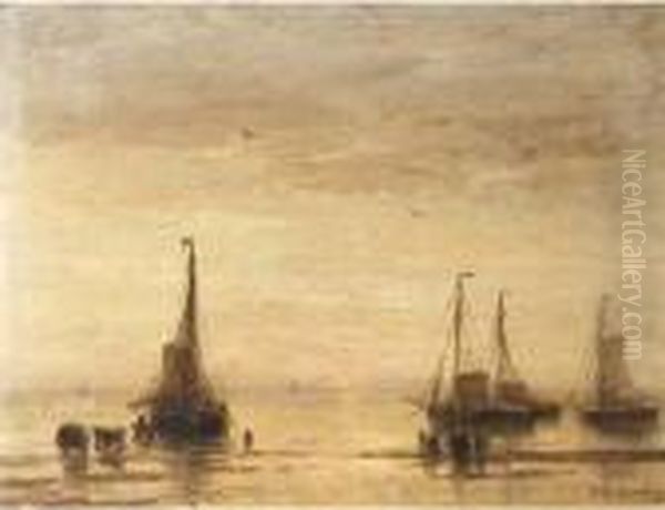 Soleil Couchant Oil Painting by Hendrik Willem Mesdag