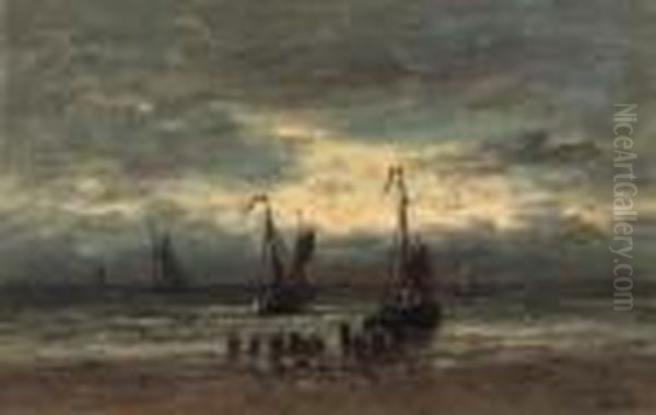 The Homecoming Of The Fleet Oil Painting by Hendrik Willem Mesdag