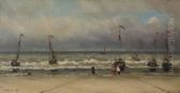 The Departure Of The Fleet Oil Painting by Hendrik Willem Mesdag