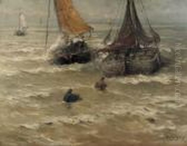 Klaar Voor Vertrek Oil Painting by Hendrik Willem Mesdag