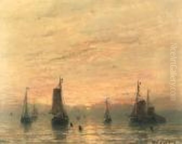 Summer Sunset, Scheveningen Oil Painting by Hendrik Willem Mesdag