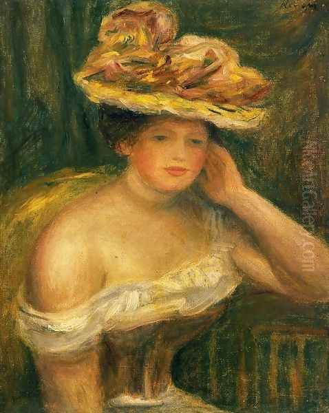 Woman Wearing A Corset Oil Painting by Pierre Auguste Renoir