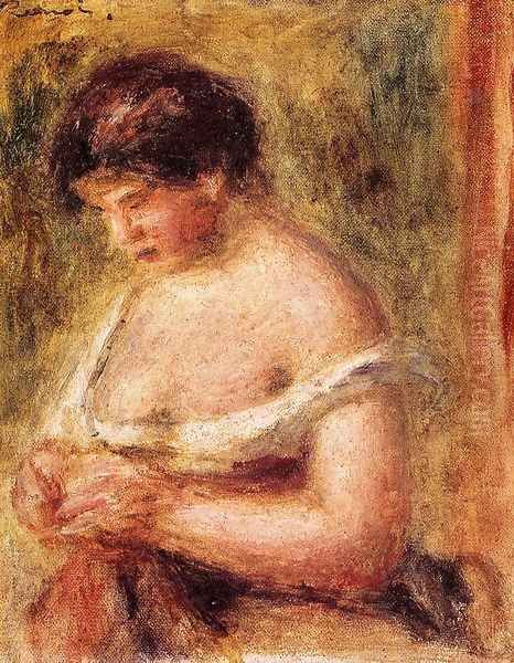 Woman With A Corset Oil Painting by Pierre Auguste Renoir