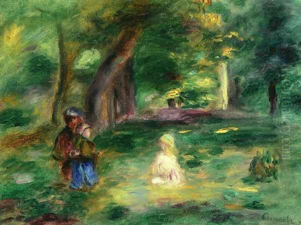 Three Figures in a Landscape Oil Painting by Pierre Auguste Renoir