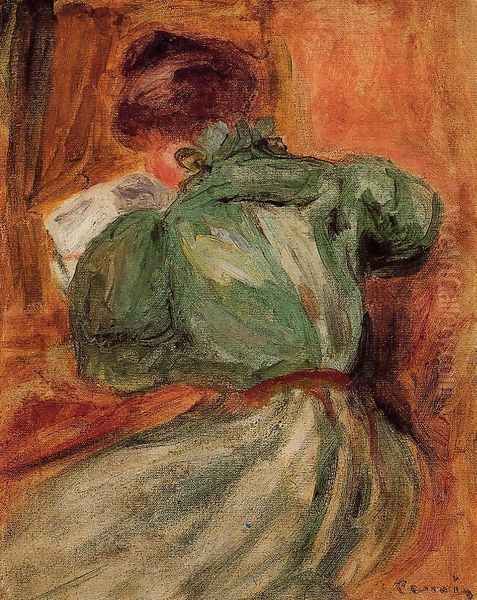 Reader in Green Oil Painting by Pierre Auguste Renoir